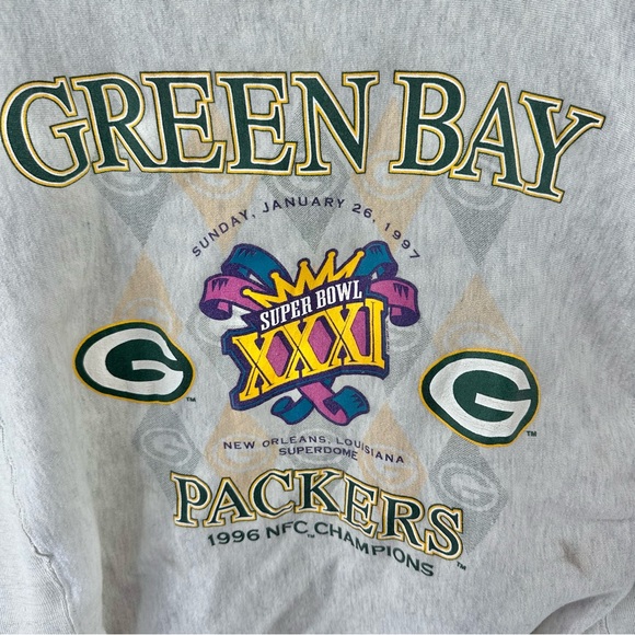 Vintage 90s Green Bay Packers NFL Super Bowl Sweatshirt men’s sz large - Picture 3 of 11